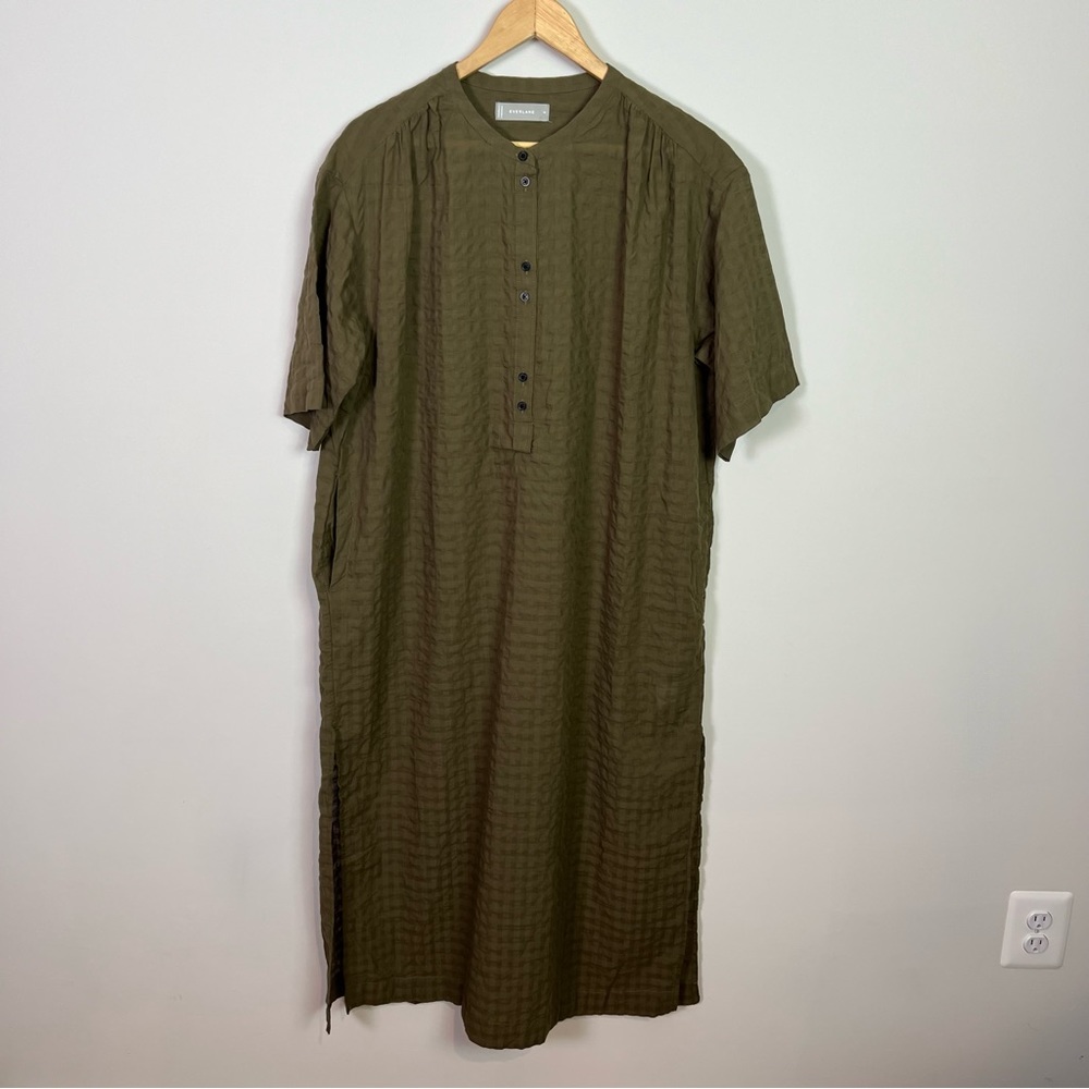 Everlane Green Cotton Flowy Button Up Dress Women Size Medium Minimalist New